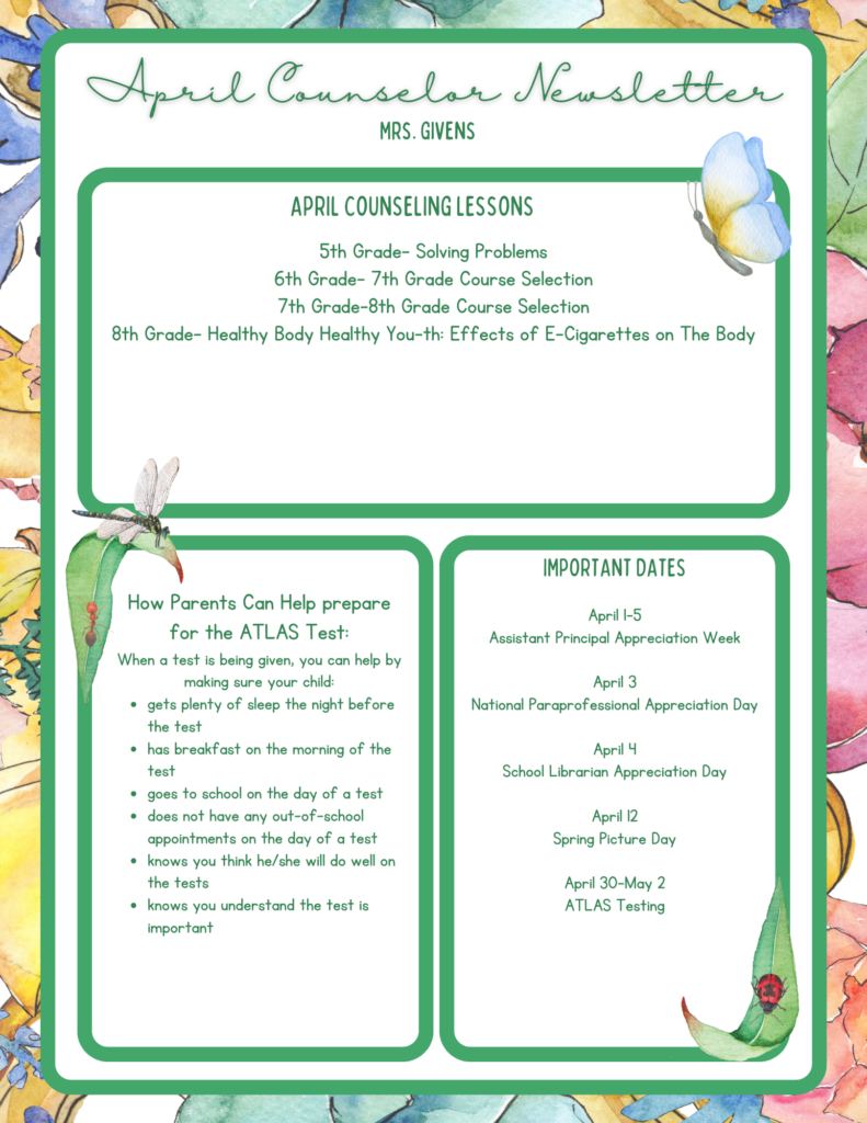 MS Counselor Newsletter-April 2024